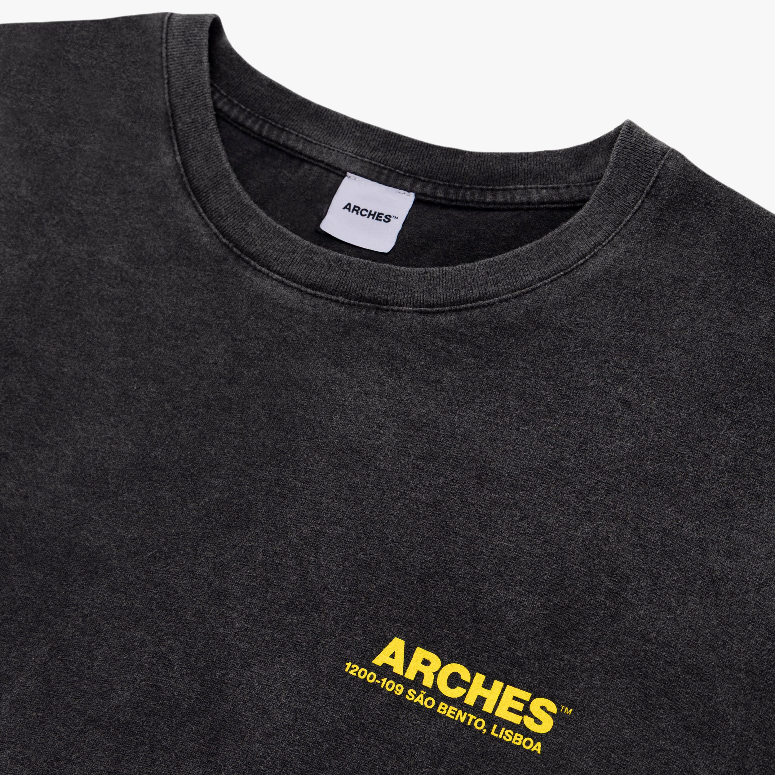 Arches Global Core Logo Fadeout Wash 230gsm regular fit tee, Portuguese-made organic cotton luxury blank.