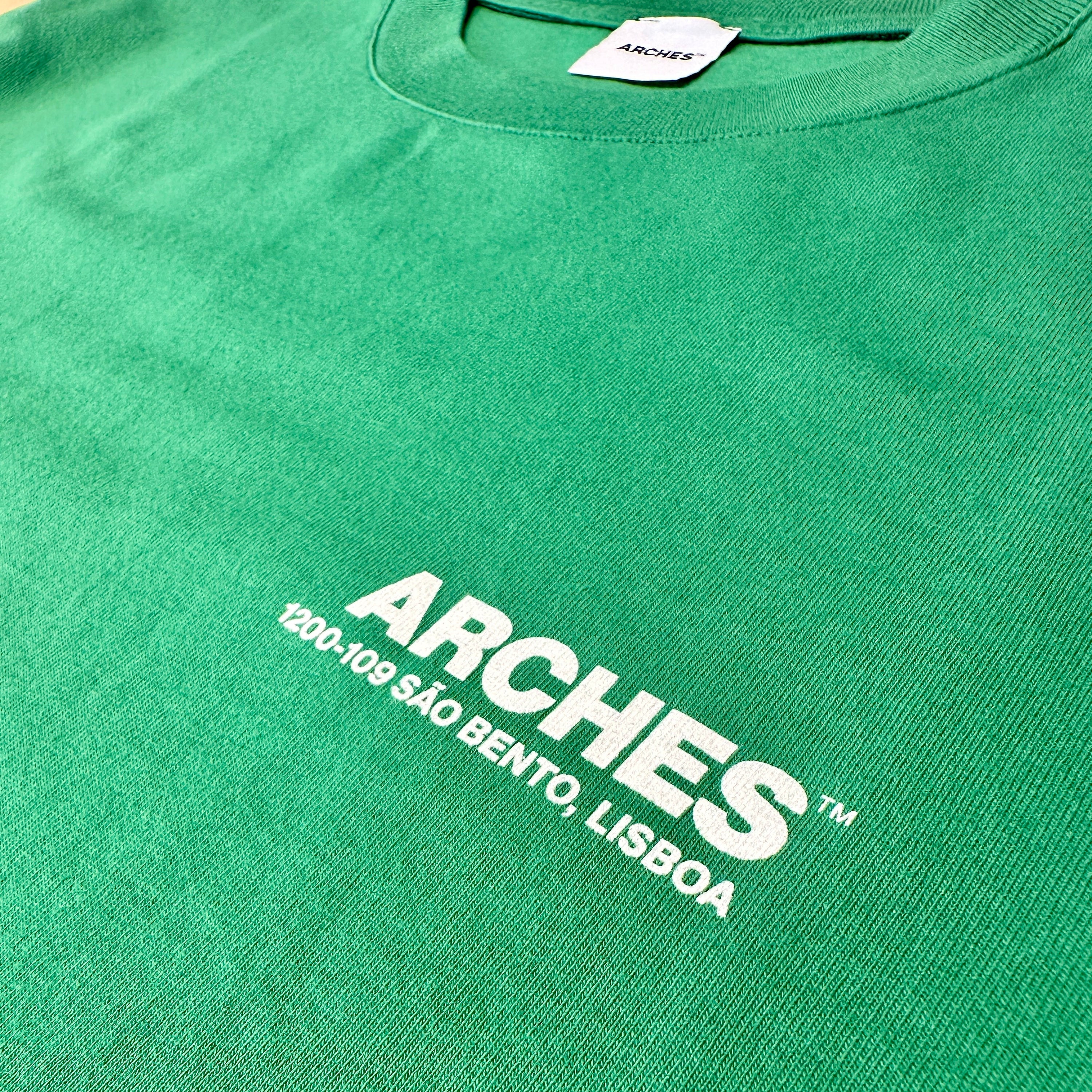 Arches Global Core Logo 230gsm long sleeve tee, Portuguese-made organic cotton premium luxury blank.
